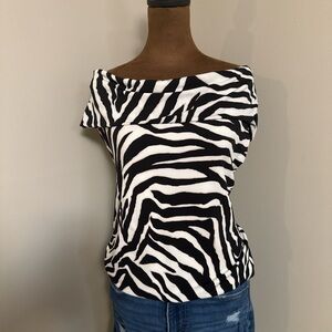 White House Black Market Black and White Zebra Blouse